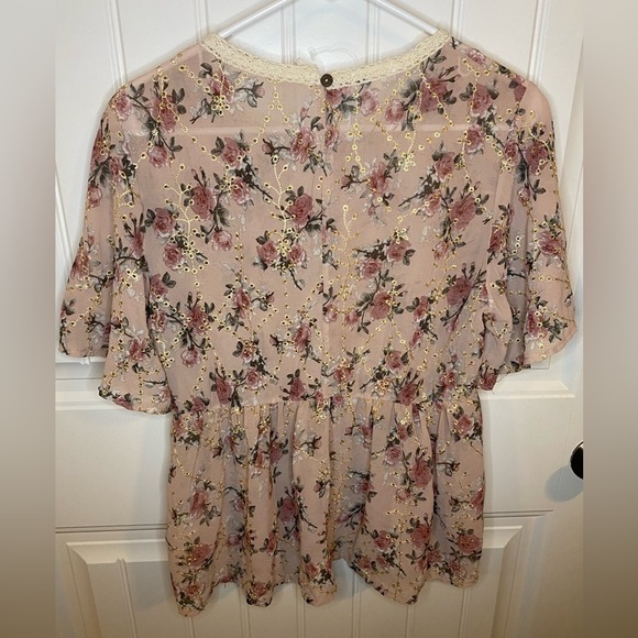 Kindred mauve with gold embellishment floral blouse - Picture 6 of 7